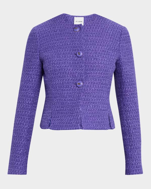 St. John Mixed-Media Guipure Lace And Metallic Tweed Jacket