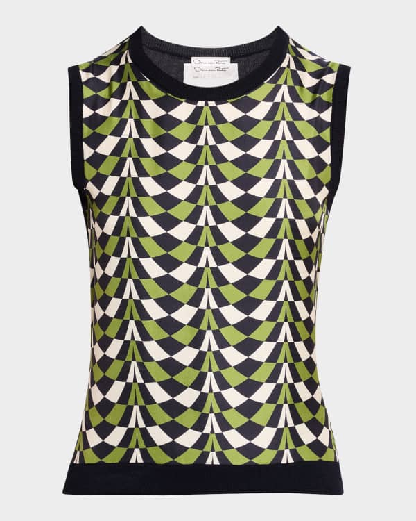Saint Laurent YSL Logo Striped Tank Top | Neiman Marcus