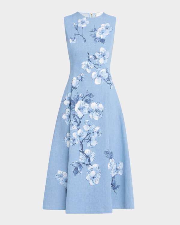 Oscar de la Renta★素敵！Floral Sleeveless Midi Dress OSCAR DE LA RENTA Floral-print cotton-blend poplin