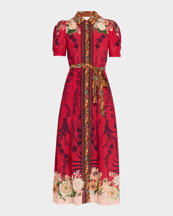 Cinq à Sept Halbini Short-Sleeve Dahlia-Print Shirtdress | Neiman