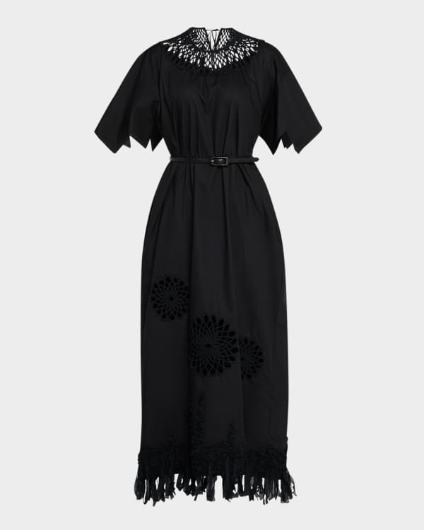 McQueen Ruffle One-Shoulder Midi A-Line Dress | Neiman Marcus