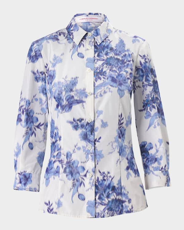 Khaite Collie Pleated Button-Front Top | Neiman Marcus