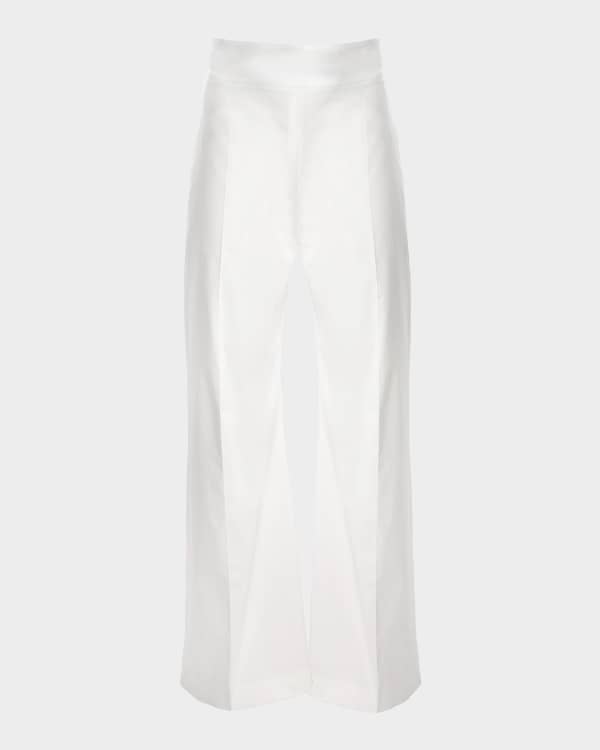 Valentino Garavani Flower Applique Wide-Leg Crepe Trousers