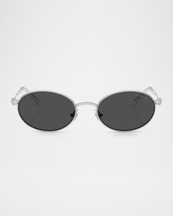 SWAROVSKI Crystal Embellished Metal Oval Sunglasses | Neiman  display picture 3