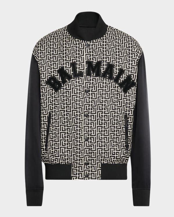 Balmain Men's Reversible Monogram Jacquard Bomber Jacket | Neiman