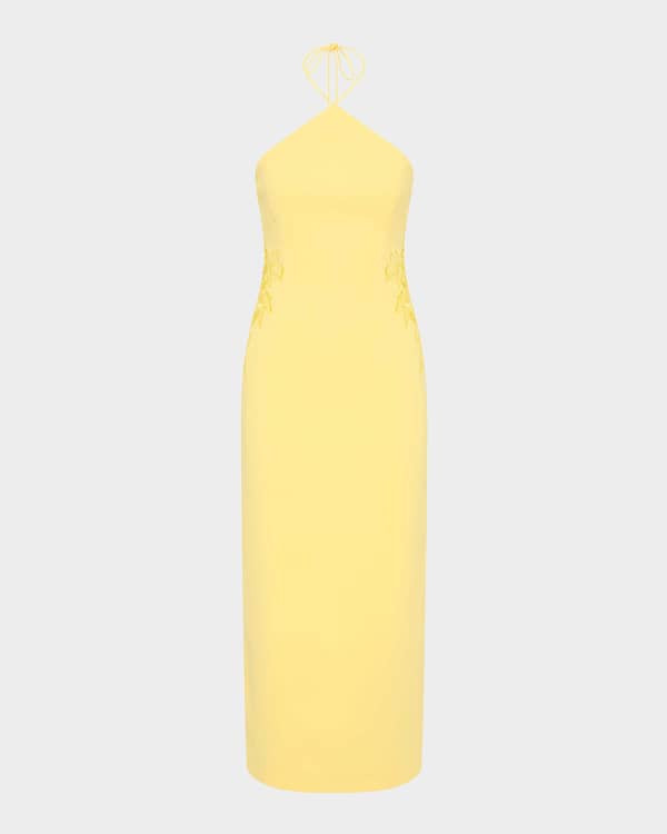 Veronica Floral Applique Halter Mini Dress