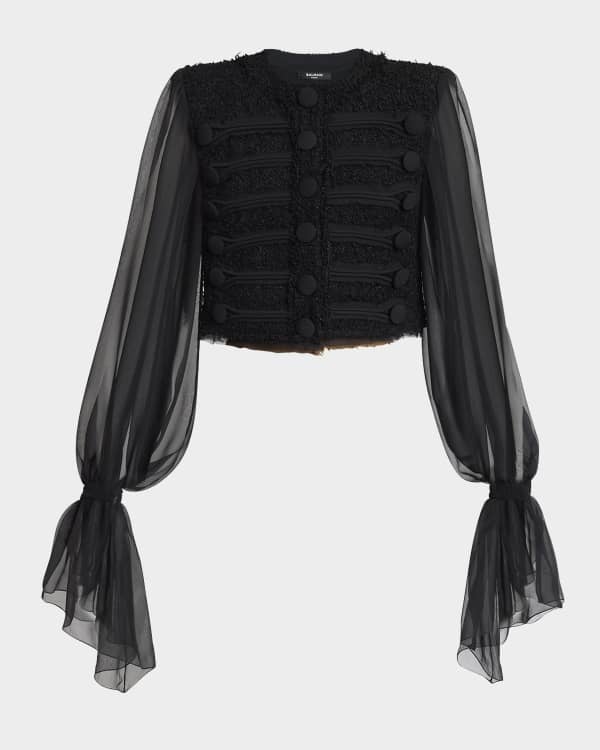 Johanna Ortiz Garua Gathered Puff-Sleeve Crop Top - BCI