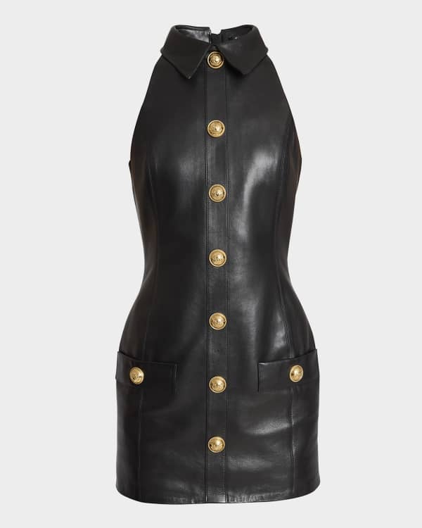 Balmain Halter Vichy Knit Mini Dress | Neiman Marcus