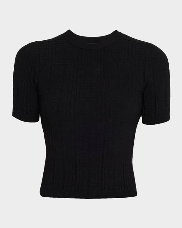 Balmain Logo Embroidered Double Hem Crop T-Shirt | Neiman Marcus