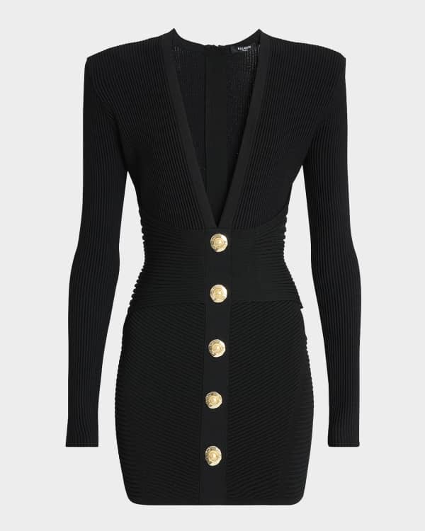 ワンピース Balmain Mini Abito Scollo V Balmain Striped Logo Halter Mini Dress | Neiman Marcus