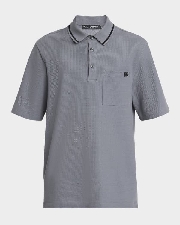 Dolce&Gabbana Men's DG Jacquard Silk Polo Shirt | Neiman Marcus