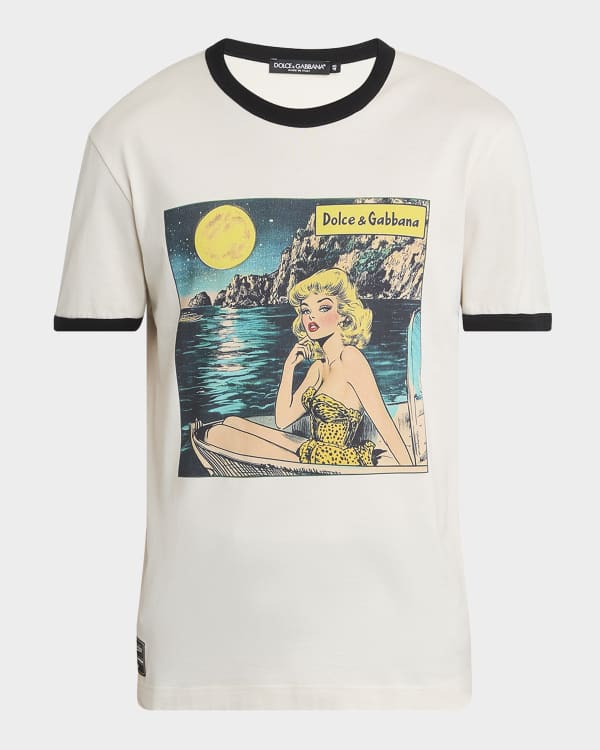 Dolce&Gabbana Men's Debossed Logo Plaque T-Shirt | Neiman Marcus