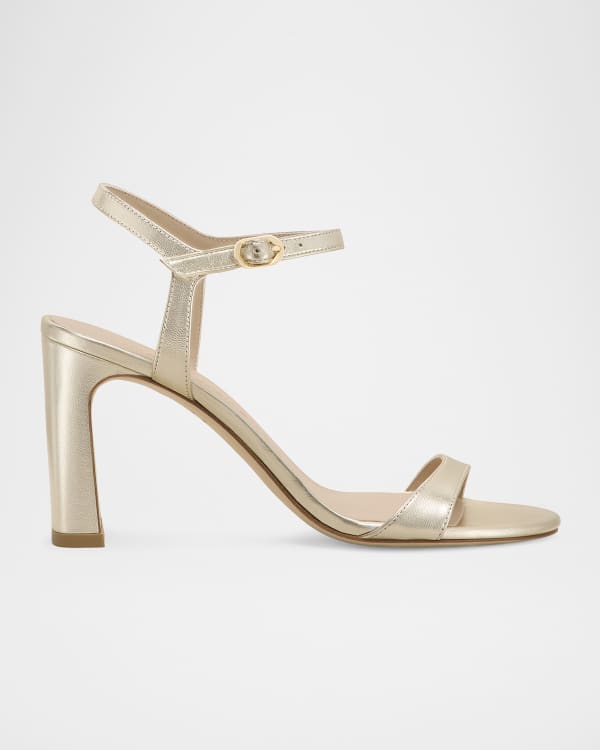 Stuart Weitzman Paradise 100 Flower Metallic Leather