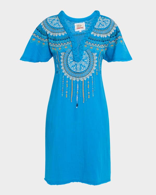 sachin and babi light blue dress FARM Rio Embroidered Long Sleeve Midi Dress in Natural