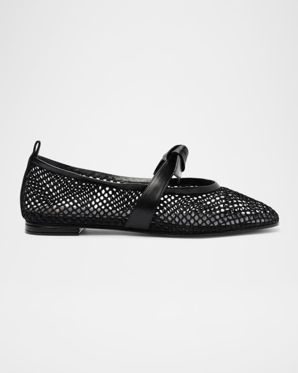 Stuart Weitzman Thea Woven Leather Mary Jane Ballerina Flats
