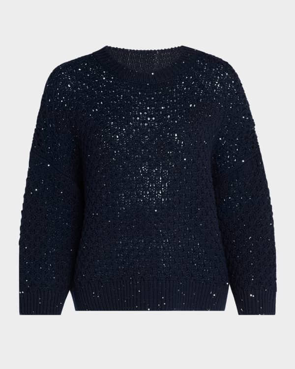 Peserico Open Knit Crewneck Sweater Neiman Marcus