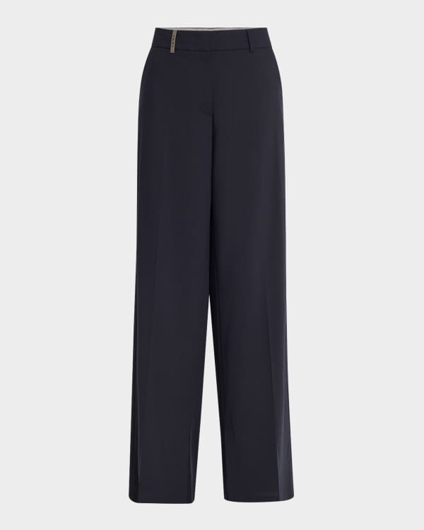 Toteme Slit Wide-Leg Satin Trousers | Neiman Marcus