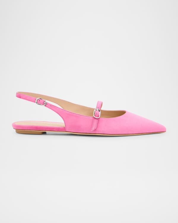Stuart Weitzman Sleek Leather Slingback Ballerina Flats