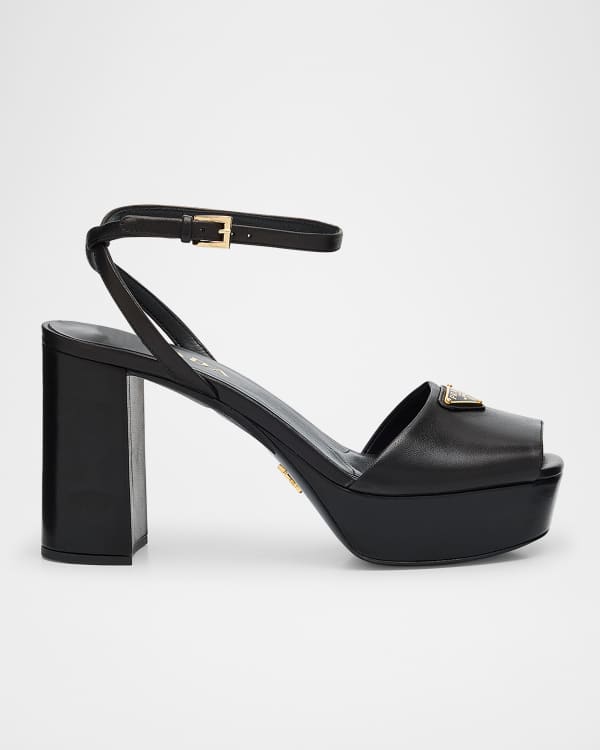 Prada Quilted Leather Block-Heel Slide Sandals | Neiman Marcus