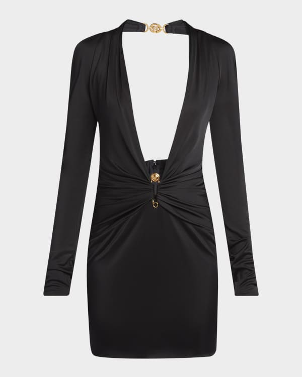 Versace Leather Mini Dress with Zip Detail | Neiman Marcus