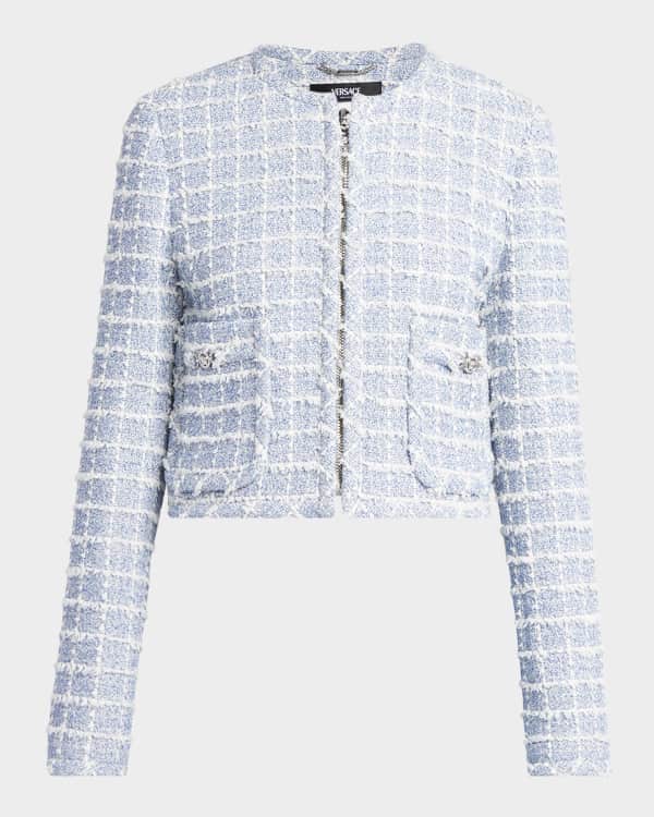 ジャケット BALMAIN FW25 TWEED SPENCER JACKET (FF1SM508 CG17GAB) Balmain Spencer Side-To-Side Tweed Jacket | Neiman Marcus
