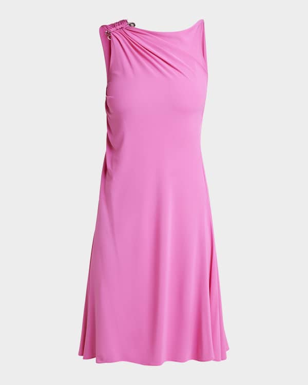Versace Orchid Logo-Print Handkerchief Mini Chiffon Dress