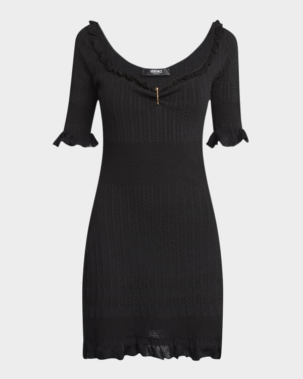 Versace Medusa-Pockets Short-Sleeve Wool-Cashmere Mini Dress