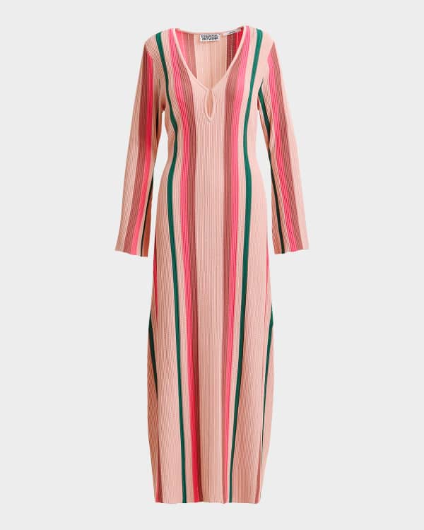 Tory Burch Geometric Garden Printed Mock-Neck Midi Dress | Neiman Marcus