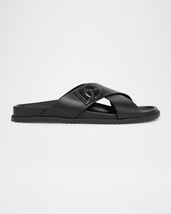 Versace Jeans Couture Men's Strappy Logo Slide Sandals