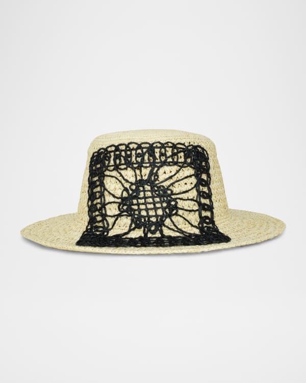 ハット VALENTINO SS25 Straw bucket hat (6W2HGA40JEJ 9SX) Vlogo Signature Straw Bucket Hat With Leather Trim And
