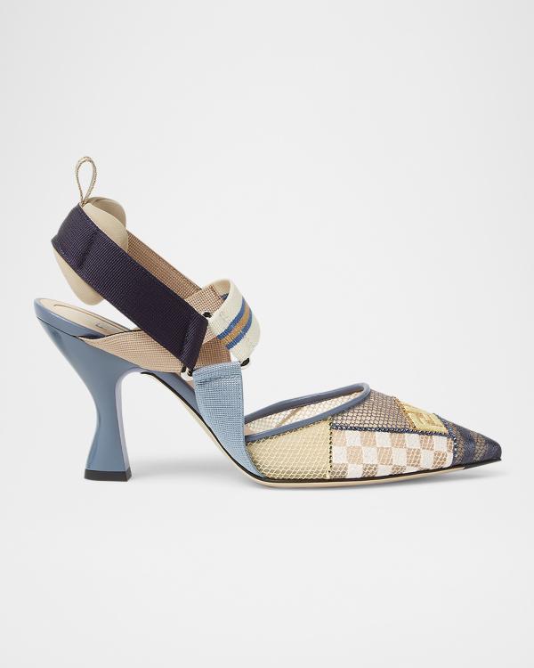 Fendi Colibri Lite 85mm Metallic Slingback Pumps | Neiman Marcus