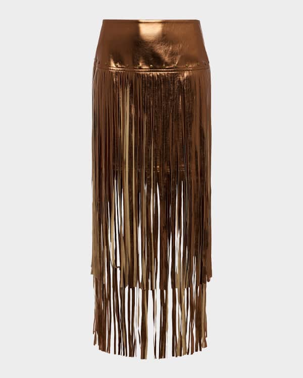 RECTO Leona Crocodile-Effect Midi Skirt | Neiman Marcus