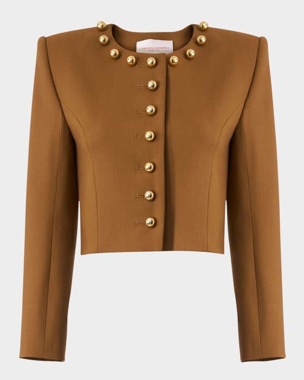 Chloe Corduroy Crop Single-Breasted Jacket | Neiman Marcus