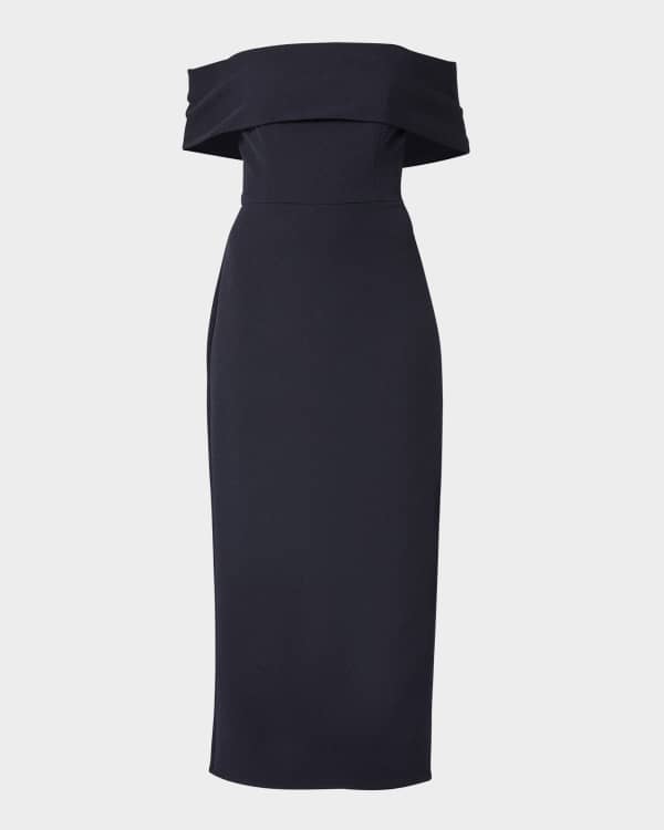 Diane von Furstenberg Capri Ruched Side-Slit Column Gown