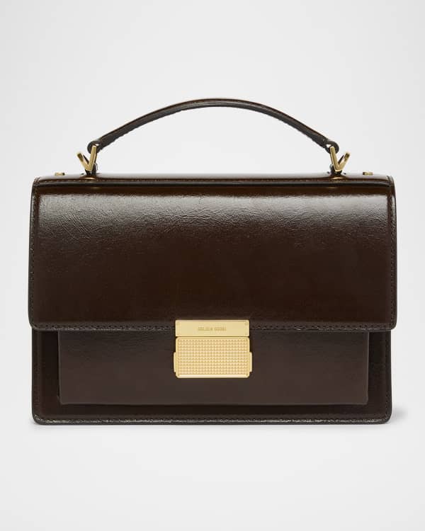 【GOLDEN 】BLACK LEATHER TOP HANDLE BAG Coach Black & gold Eliza top handle with leather shoulder