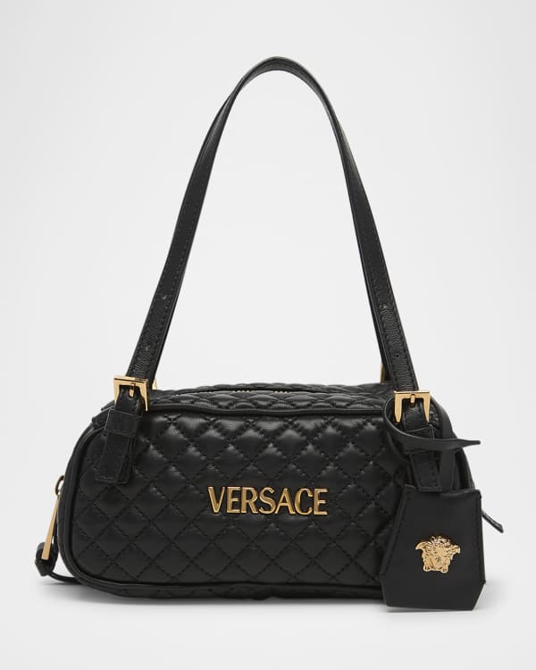 〈VERESACE 〉BORSA HOBO GRECA GODDESS Versace Greca Goddess Small Metallic Croc-Embossed Hobo Bag