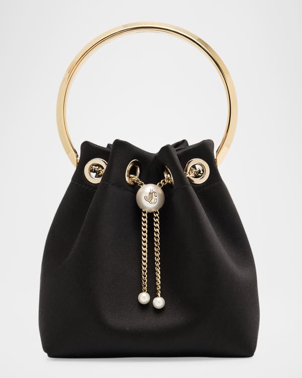 トートバッグ Jimmy Choo FW25 Jimmy Choo Bags.. Black (BONBON TZZ000071) Bon Bon | Biker Leather Black Bag With Pearl Closure | JIMMY