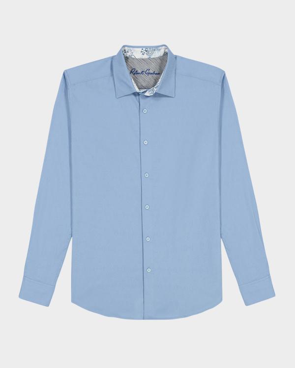 Robert Graham Men's Nixon Long-Sleeve Over Shirt - Herringbone Button-Down Shirt, Lightweight And Breathable