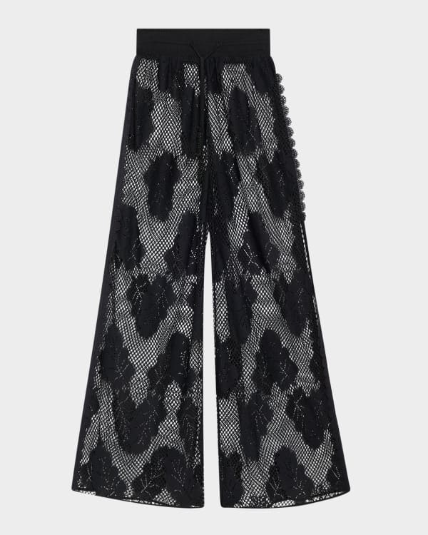 Vilebrequin Embroidered Wide-Leg Cotton Pants | Neiman Marcus