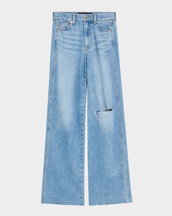 Christopher Esber Wide-Leg Denim Jeans with Silk Parchment