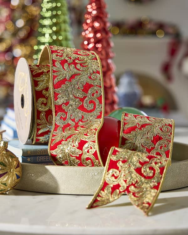 D. Stevens Metallic Sequin Velvet Christmas Ribbon, 4