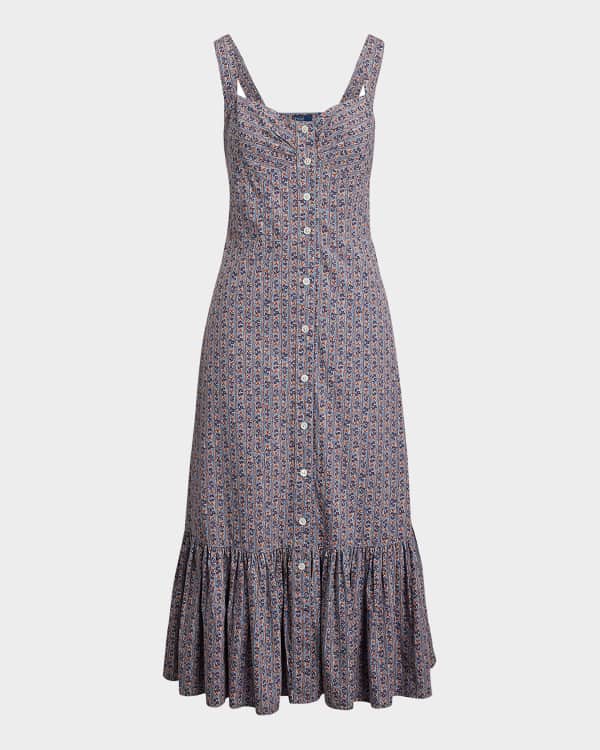 Polo Ralph Lauren Floral Ruffle-Trim Georgette Midi Dress | Neiman