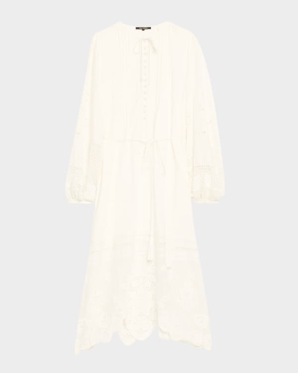 Kobi Halperin Mimi Embroidered Floral-Print Midi Dress | Neiman Marcus