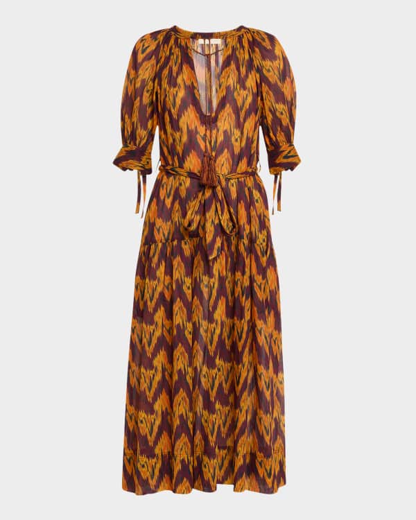 【ULLA JOHNSON】arinella プリント cotton-blend voile coverup Ulla Johnson Arinella Flutter-Sleeve Maxi Dress | Neiman Marcus