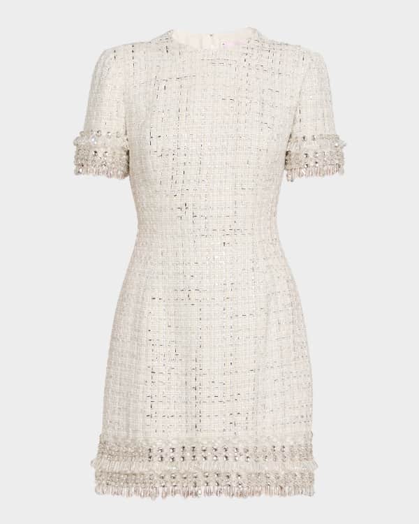 Balmain Short Sleeve Button Tweed Mini Dress | Neiman Marcus