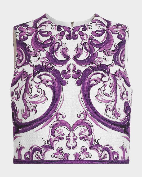 Bustier Dolce & Gabbana - Marquisette Imprimée Majolique, Taille 44, Multicolore - Neuf Avec étiquettes