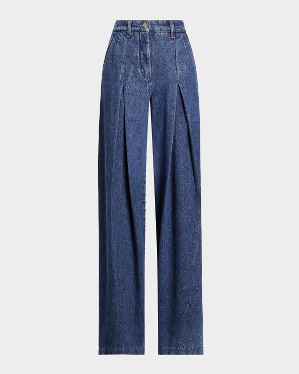 Dolce&Gabbana Patchwork Denim Wide-Leg Crop Carpenter Pants