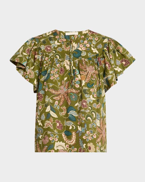 Ron Herman - ULLA JOHNSON 刺繍　ブラウス Ulla Johnson Leia Ruffle-Sleeve Shirt | Neiman Marcus