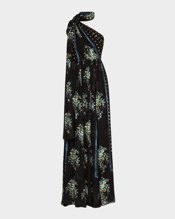 Alice+Olivia■Dita Smocked Neck Godet Maxi Dress■ドレス Dita Maxi Dress In In The Wind Floral | Alice + Olivia