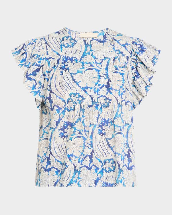 Ron Herman - ULLA JOHNSON 刺繍　ブラウス Ulla Johnson Leia Ruffle-Sleeve Shirt | Neiman Marcus